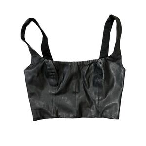 revolve NBD black faux leather crop top